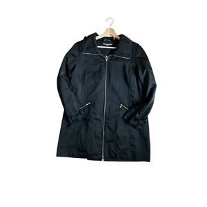 Karl Lagerfeld Paris Lightweight Trench‎ Coat Black Zip Front Jacket Women's M
